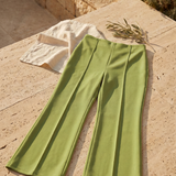 Pantalón Wide Leg Cintura Alta Costuras