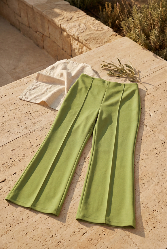 Pantalón Wide Leg Cintura Alta Costuras