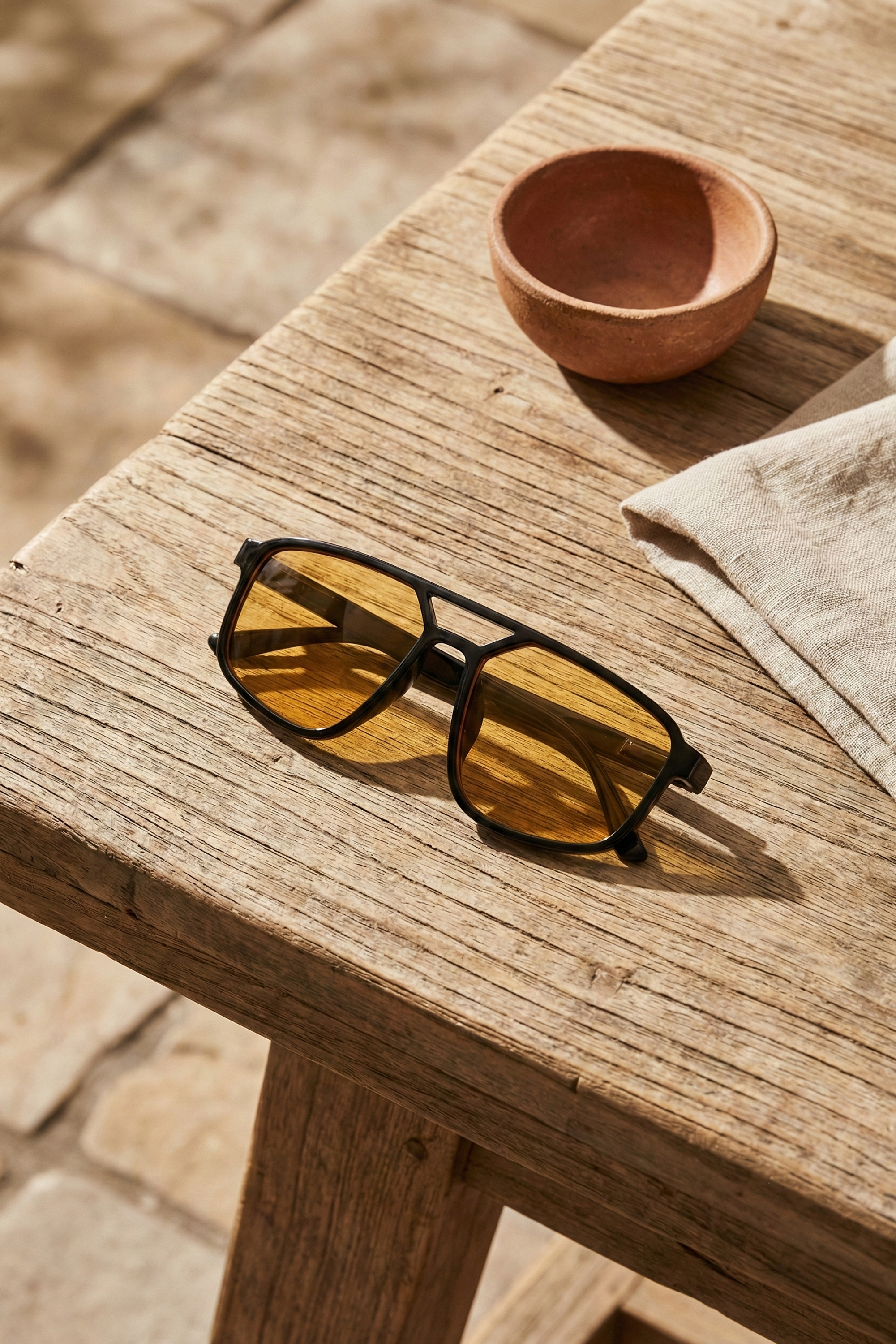 Lentes aviador retro alargado pasta AMARILLO