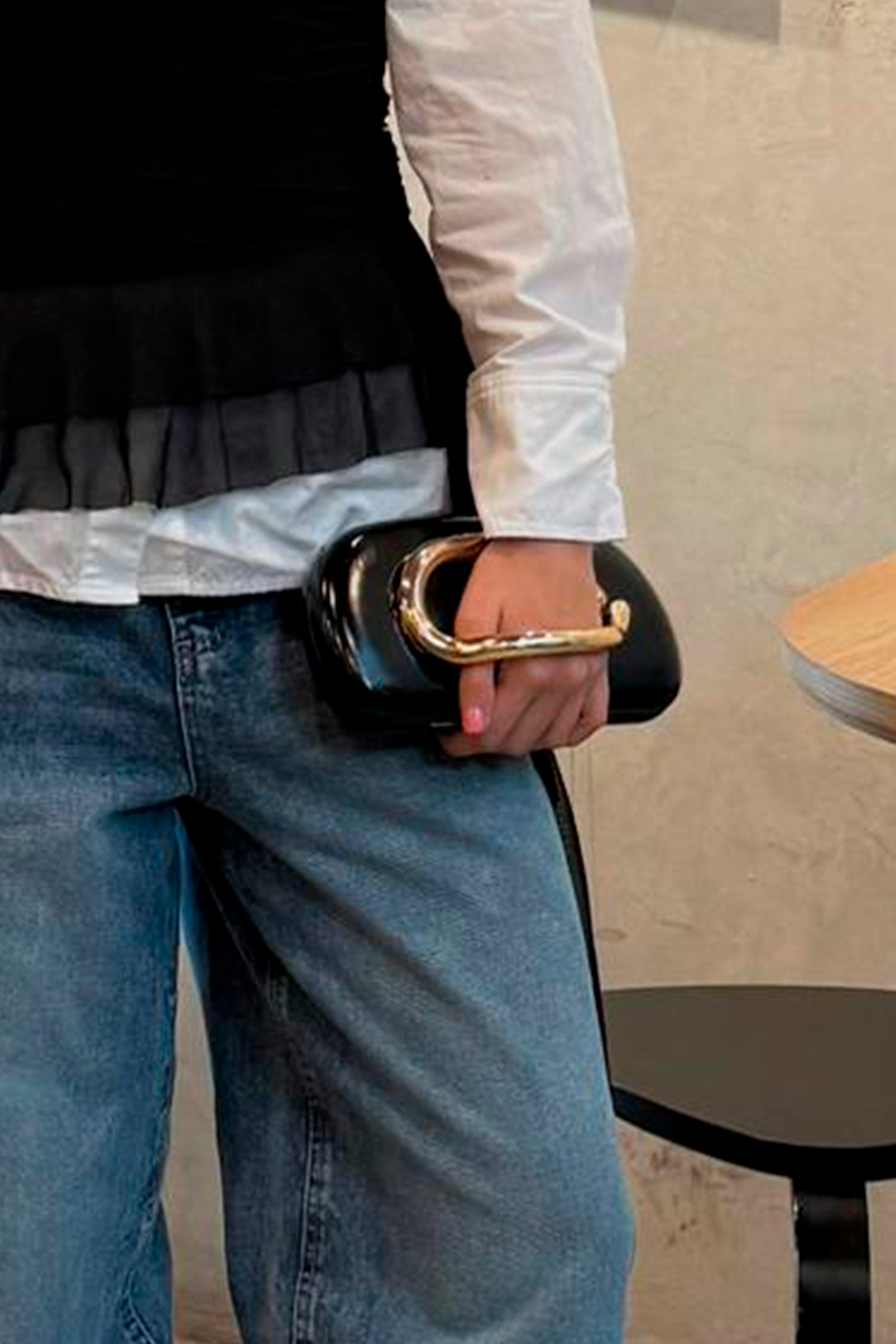 Bolsa clutch asa metal NEGRO