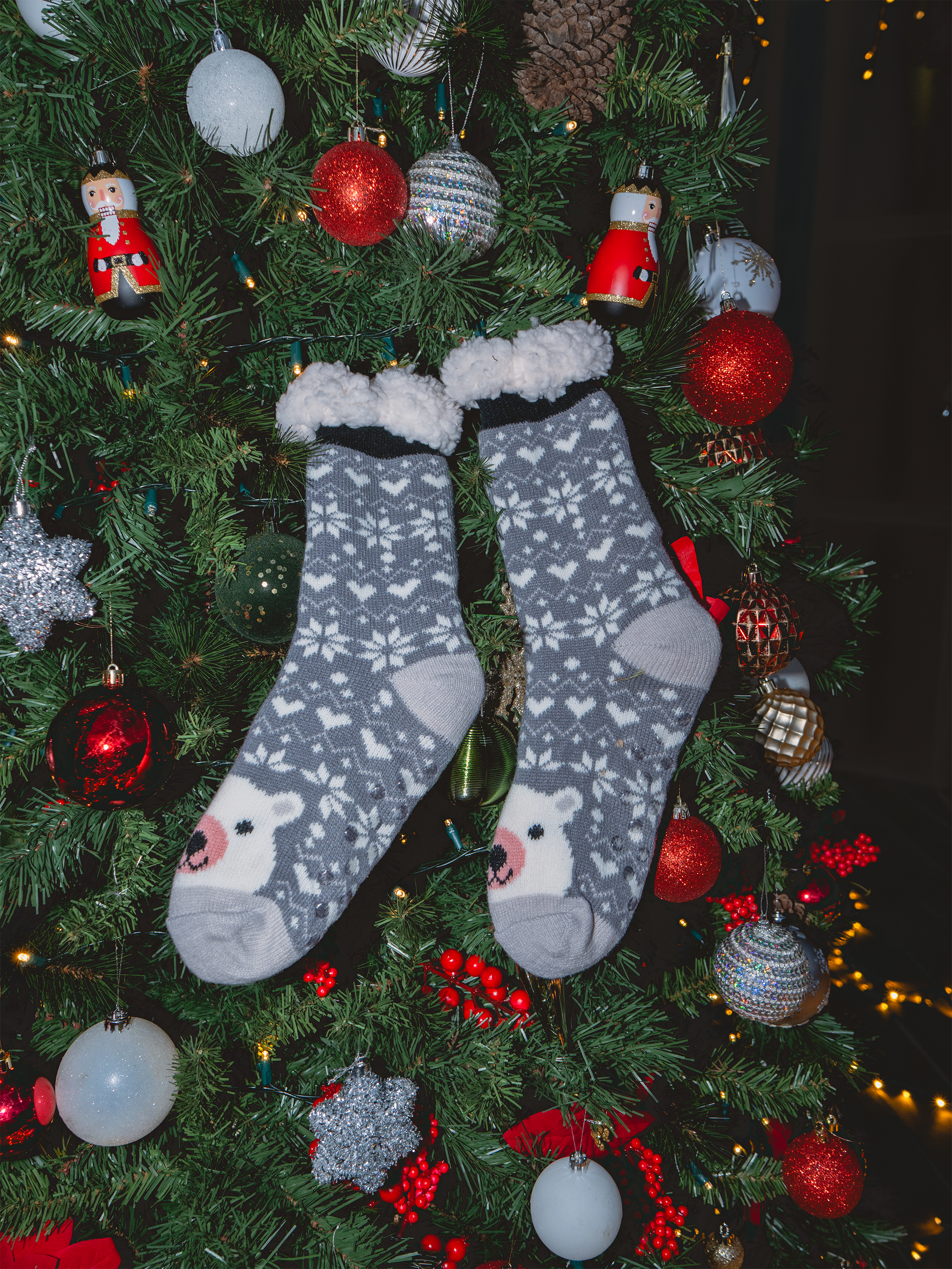 Calcetines de invierno  osito polar GRIS