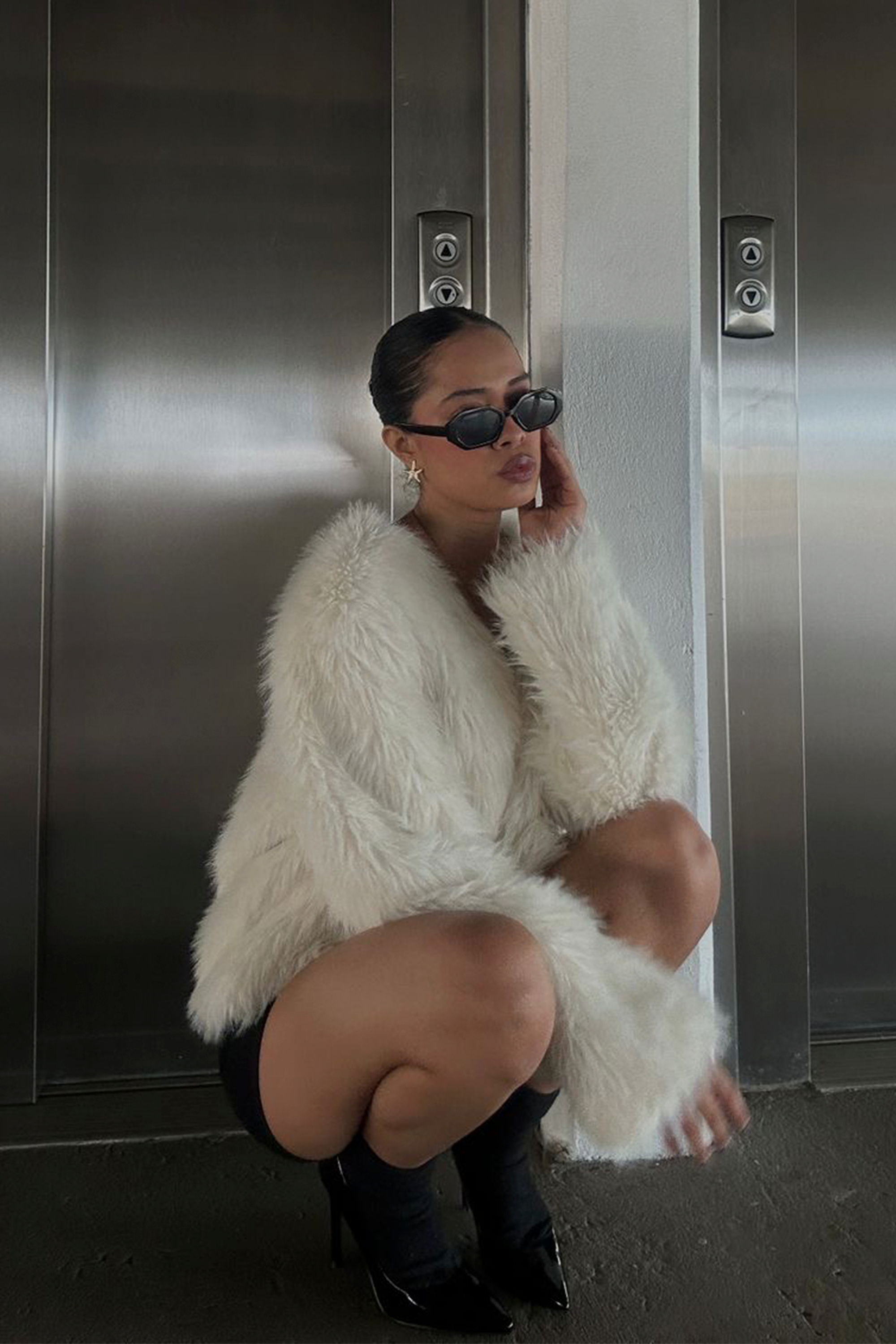 Abrigo tipo pelaje HUESO