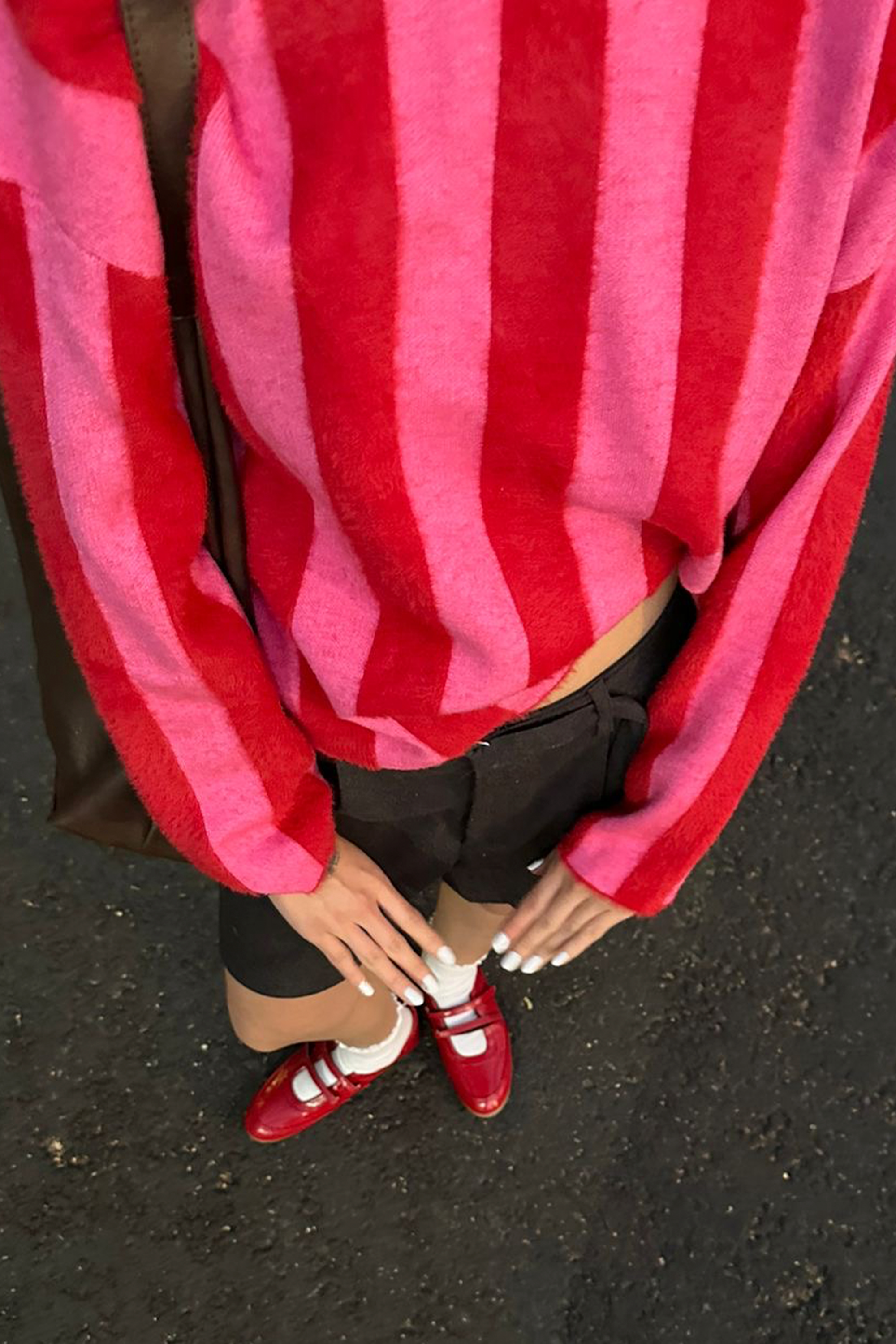 Sueter rayas tejido peluche ROJO COMBO