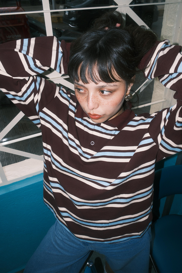 Sudadera polo oversized rayas