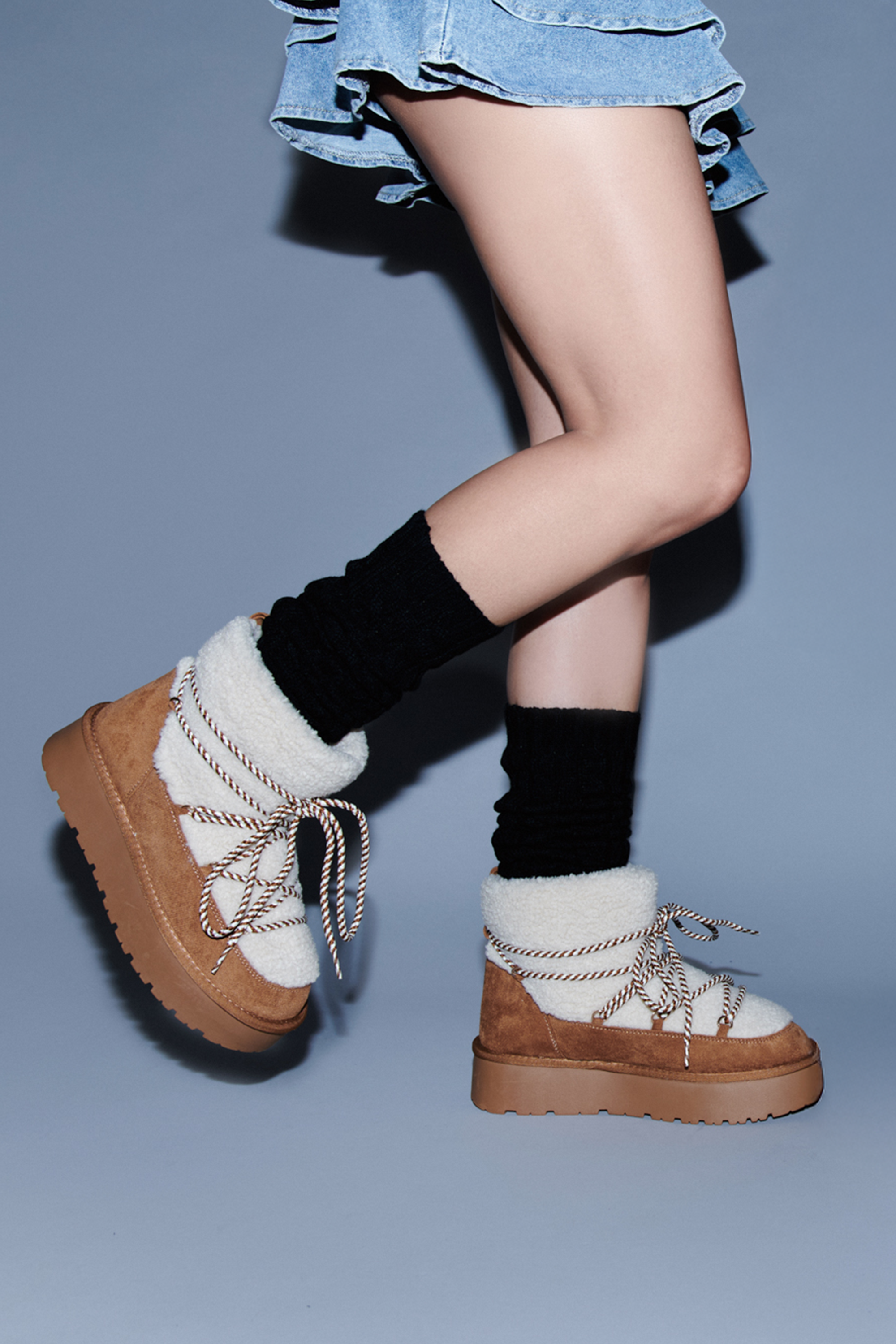 Bota invierno nieve cordón TAUPE