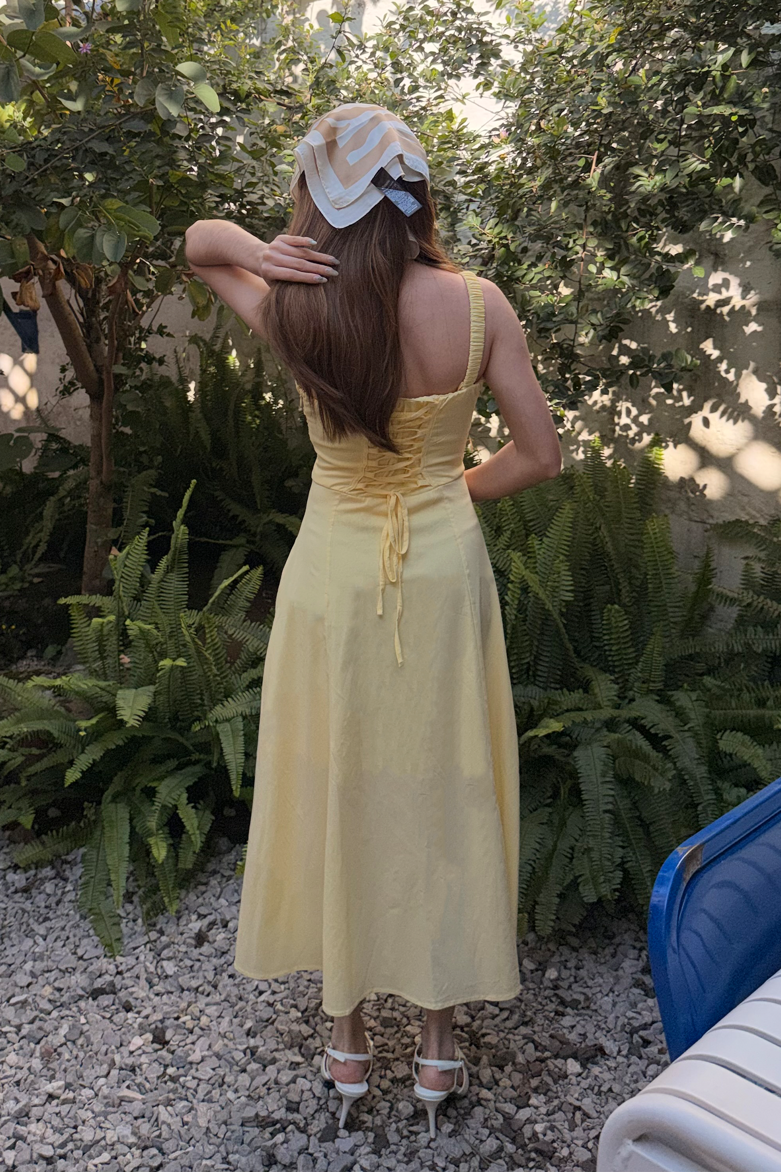 Vestido liso maxi AMARILLO