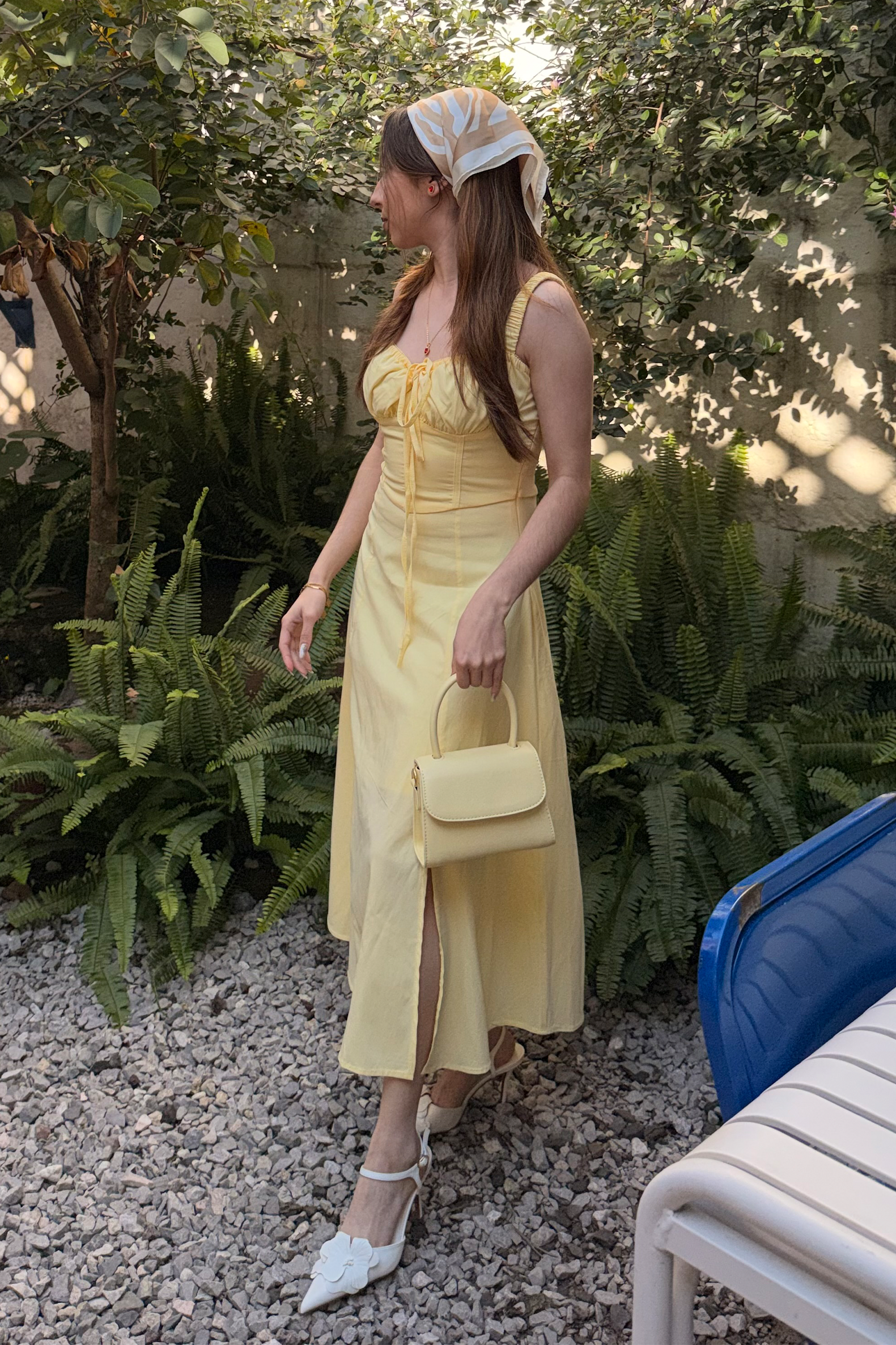 Vestido liso maxi AMARILLO
