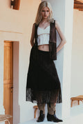 Falda midi flecos