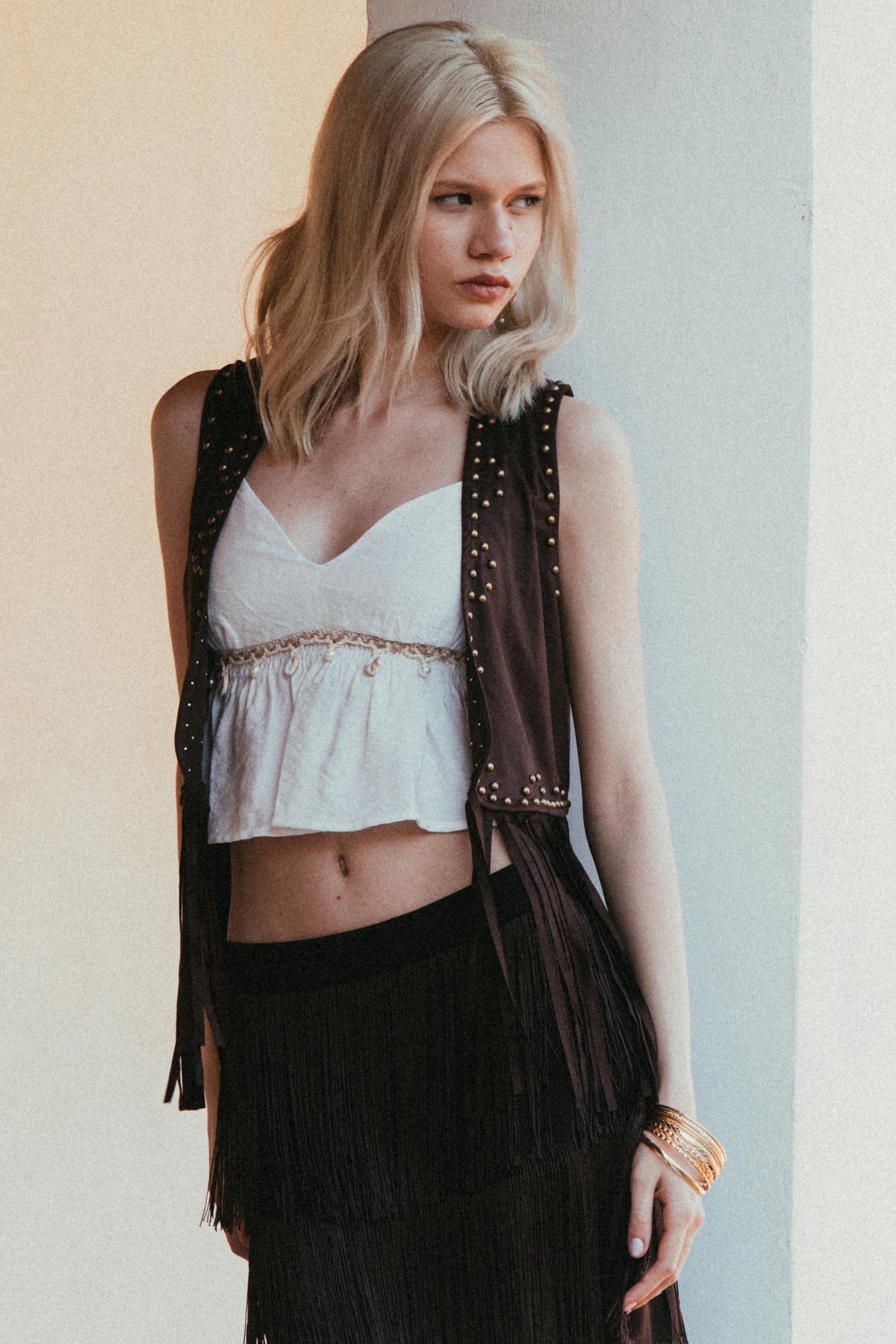 Blusa de tirantes detalle conchitas BLANCO