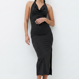 Vestido halter escote cascada