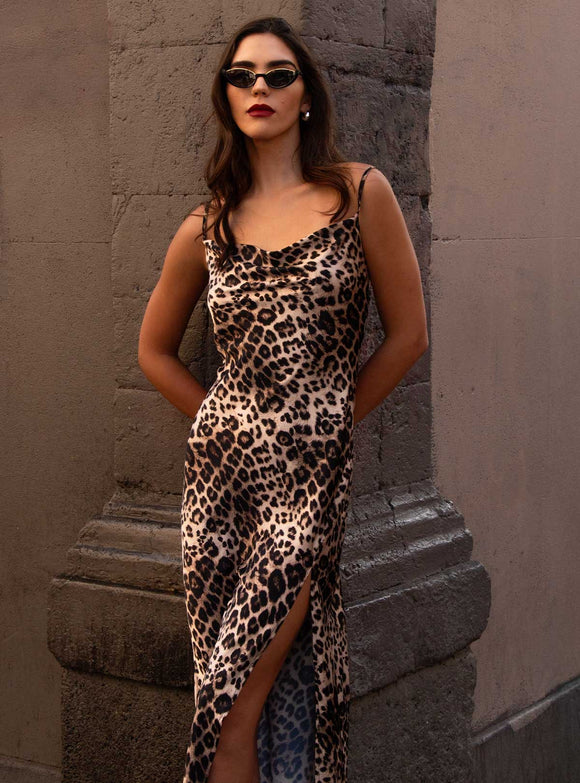 Vestido satin leopardo Hypsters