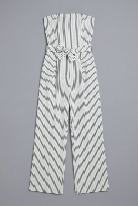 Jumpsuit strapless rayas detalle laso