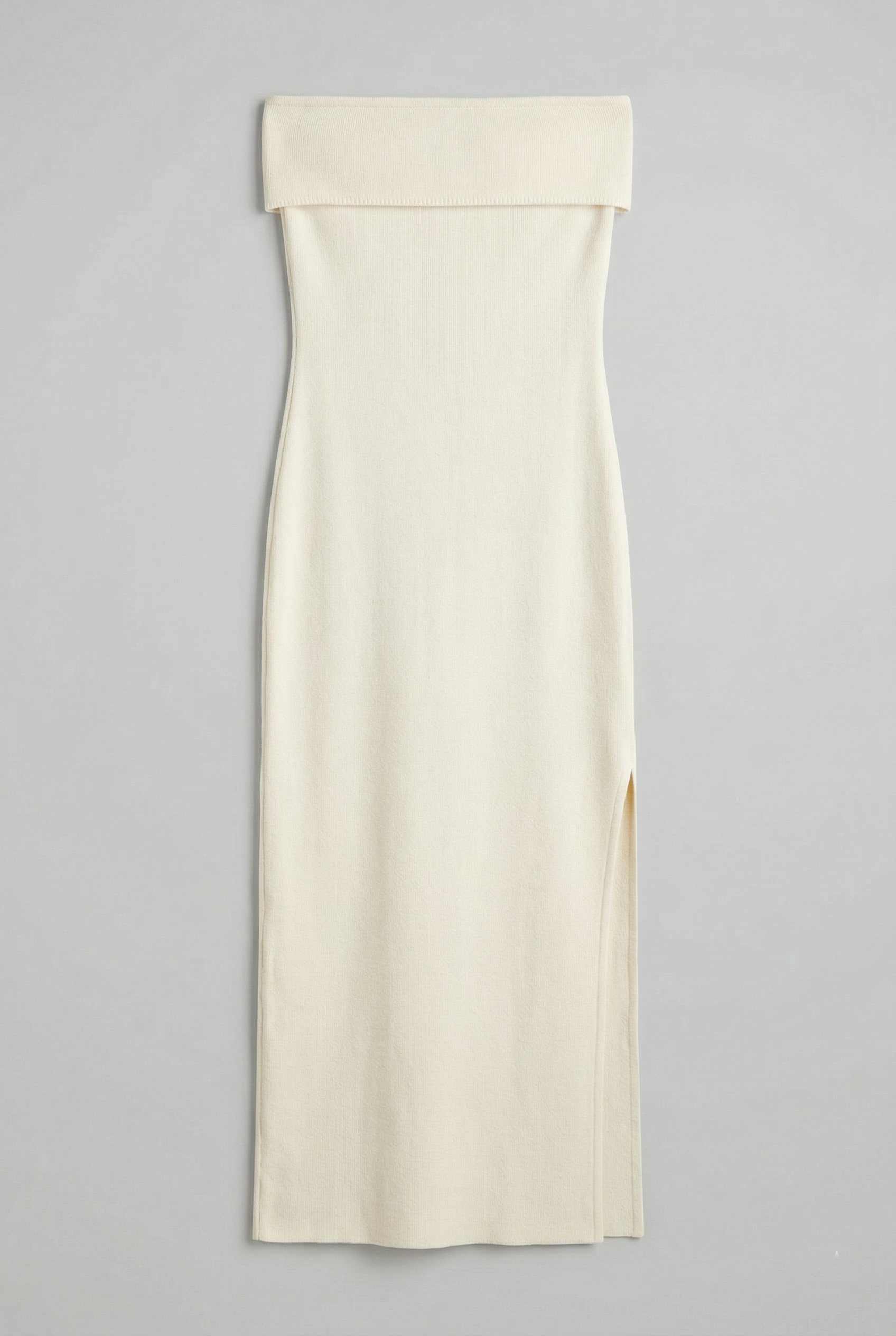 Vestido maxi doblez liso CREMA