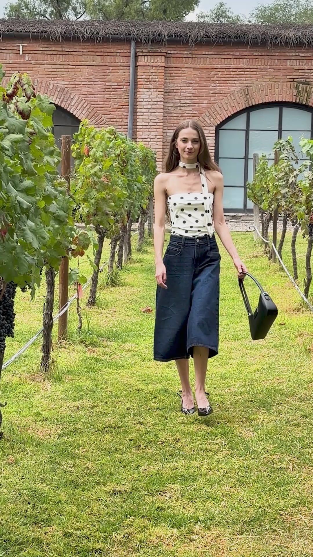 Top tubo detalle bufanda polka dots BLANCO COMBO