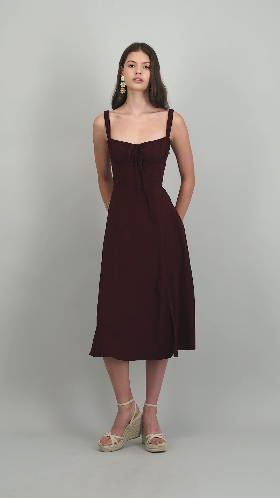 Vestido liso maxi CIRUELA