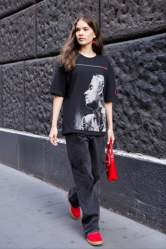 Jeans wide leg estrellas